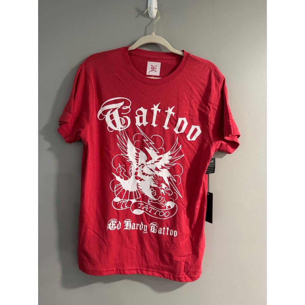 Ed Hardy Tattoo Graphic Tee Crew Neck Short‎ Sleeve Top Red Mens Size S